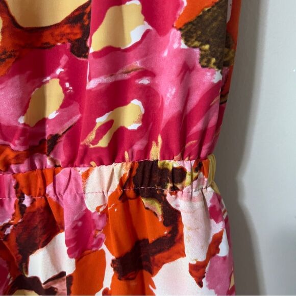 Entro Womens Sleeveless Multicolor V Neck Cut Out Tiered Floral Maxi Dress Large - Picture 7 of 11